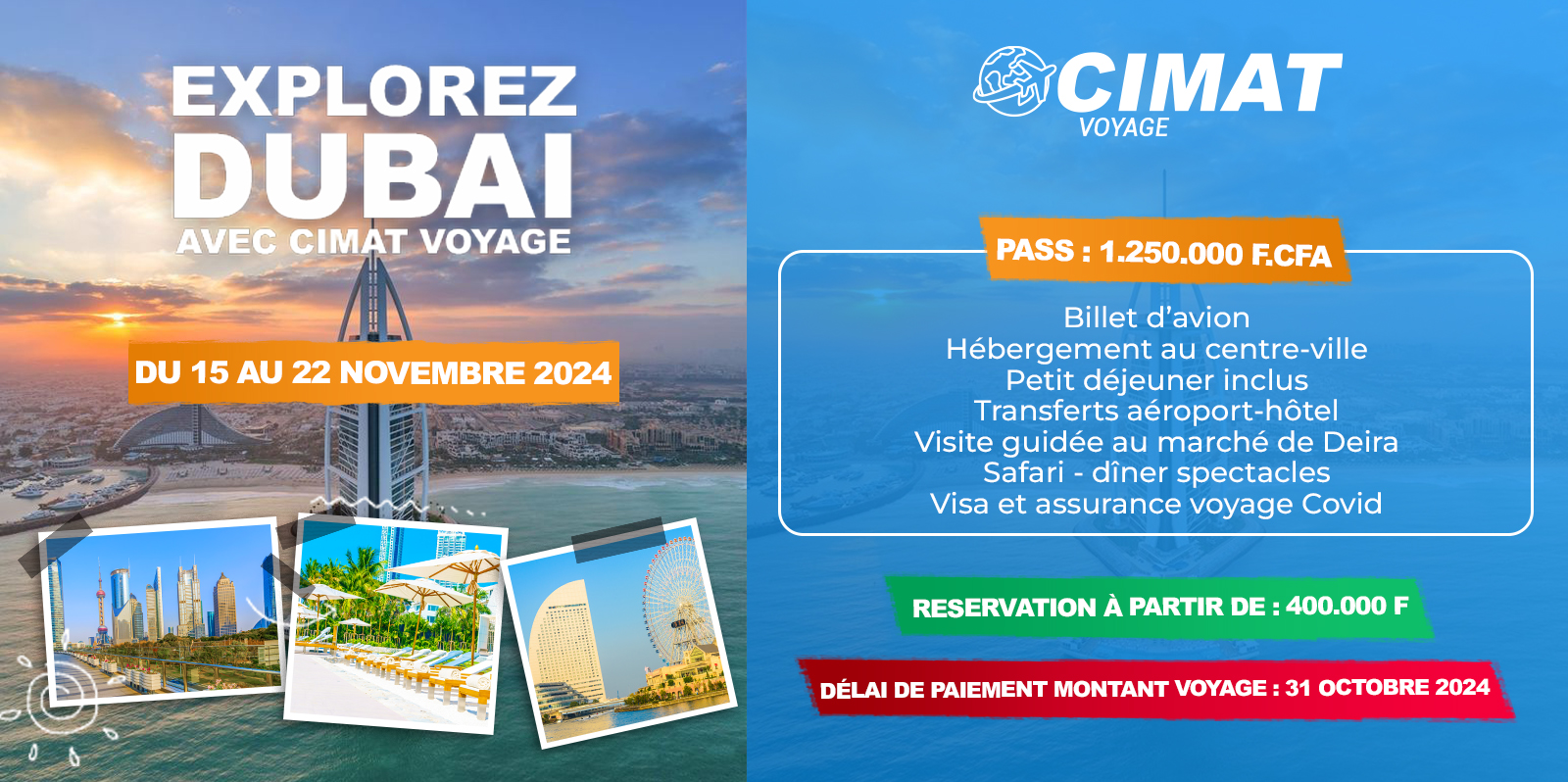 VIVEZ L'EXPERIENCE DUBAI avec CIMAT VOYAGE